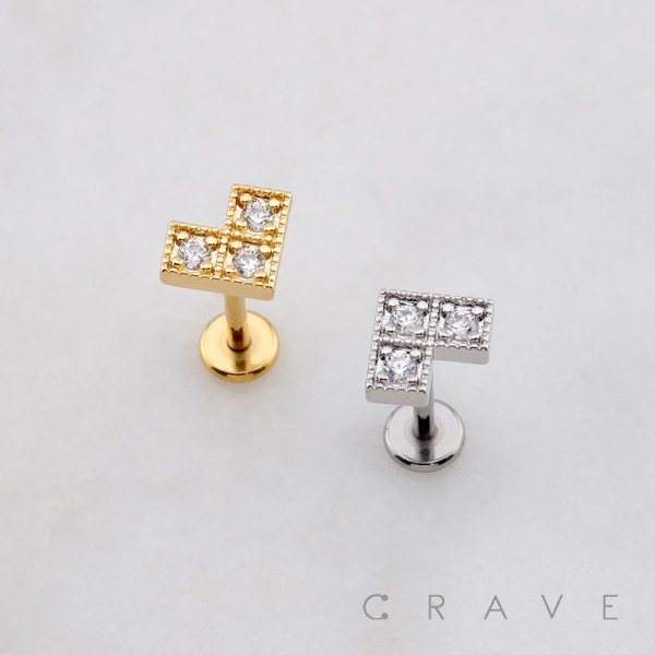 MULTI CZ HEART DIAMOND THREADLESS (PUSH IN) 316L SURGICAL STEEL LABRET SET